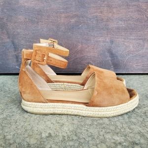 Banana Republic Suede Espadrilles Sandals Tan Brown Ankle Strap Size 7